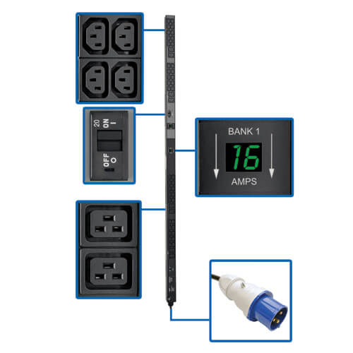 PDU METERED VERTICAL 7.4W 230V