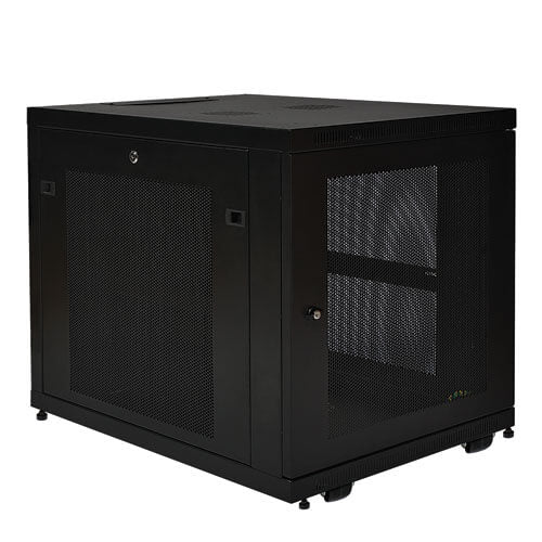 PATCH PANEL - BLACK - PREMIUM SMARTRACK MID-DEPTH ENCLOSURE CABINET. 12U OF RACK