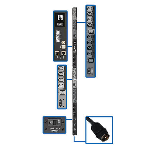 EATON TRIPP LITE SERIES 14.5KW 200-240V 3PH SWITCHED PDU - LX INTERFACE, GIGABIT