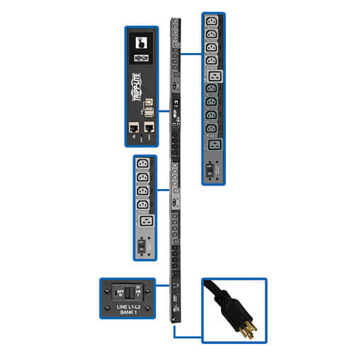 EATON 10KW 200-240V 3PH SWITCHED PDU - LX INTERFACE, GIGABIT, 30 OUTLETS, L21-30