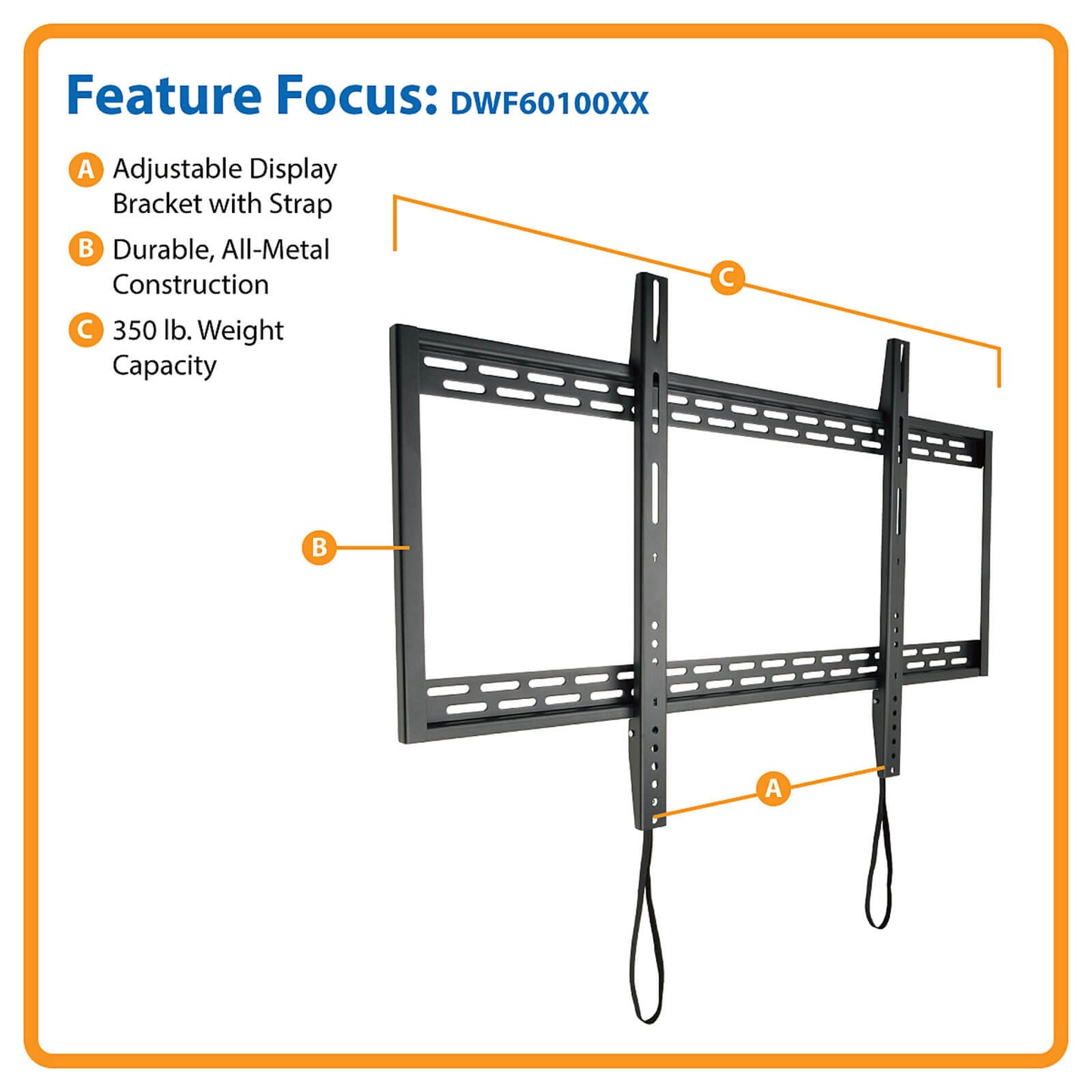 EATON TRIPP LITE SERIES FIXED WALL MOUNT FOR 60 TO 100 TVS AND MONITORS, UL CERT