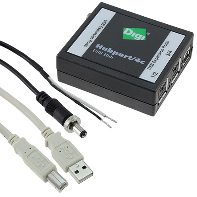 DIGI HUBPORT/4C 5.5-30VDC POWERED USB 2.0 HUB, EXTENDED TEMP -40C TO 70C, NON-CA