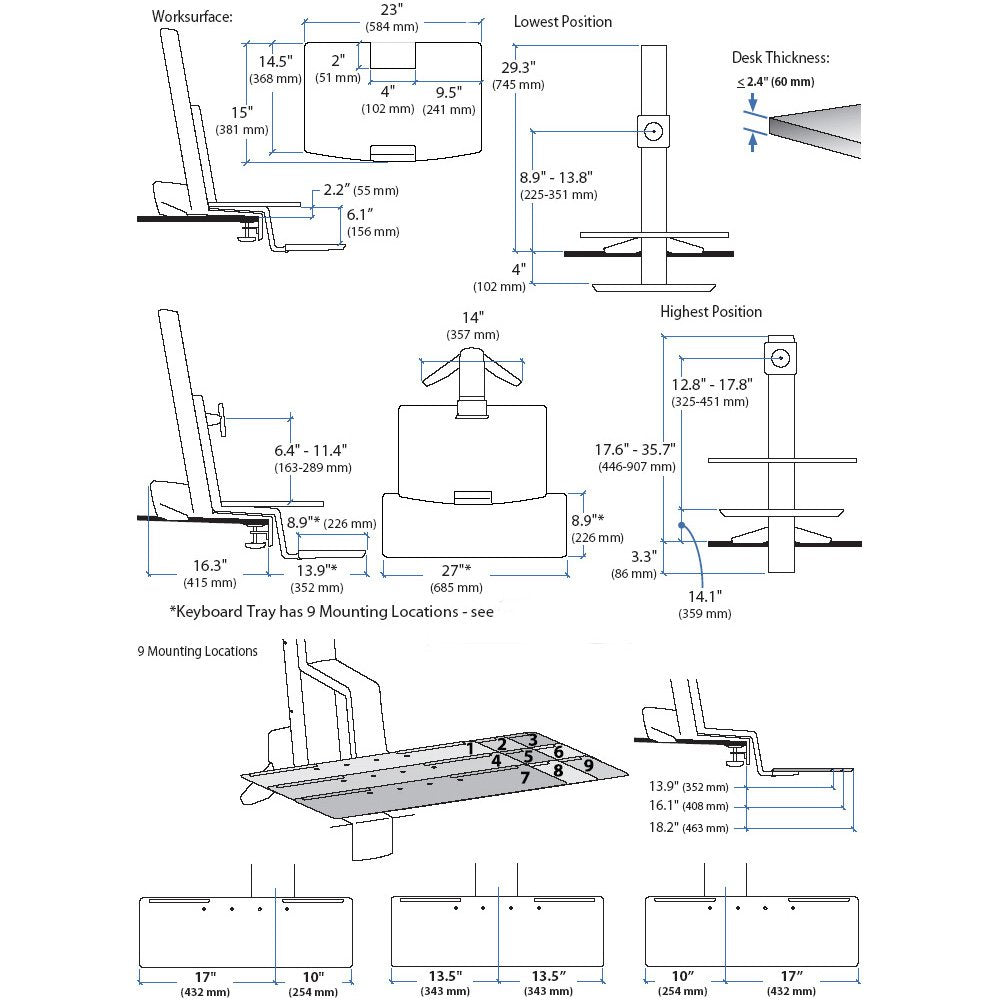 ERGOTRON WORKFIT-S, SINGLE HD WORKSTATION WITH WORKSURFACE (BLACK)