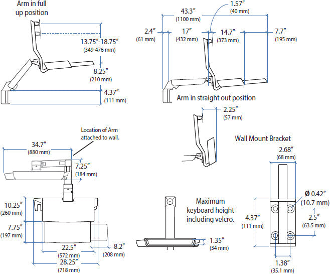 ERGOTRON STYLEVIEW SIT-STAND COMBO ARM WITH WORKSURFACE SMALL CPU HOLDER