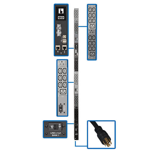 EATON 8.6KW 208/120V 3PH MONITORED PDU - LX INTERFACE, GIGABIT, 45 OUTLETS, L21-