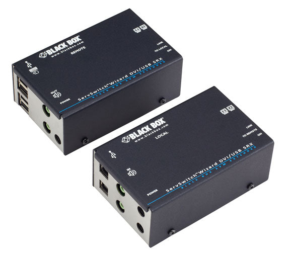 BLACK KVM EXTENDER - DUAL-MONITOR DVI-D, USB 2.0, AUDIO, SINGLE-ACCESS, CATX