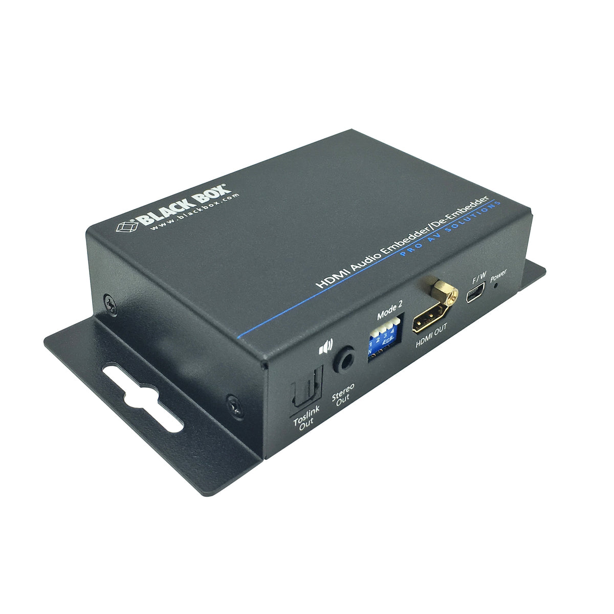 BLACK SUPPORTS HDMI, 3.5-MM ANALOG AUDIO, AND TOSLINK OPTICAL AUDIO INPUTS AND OUTPUTS