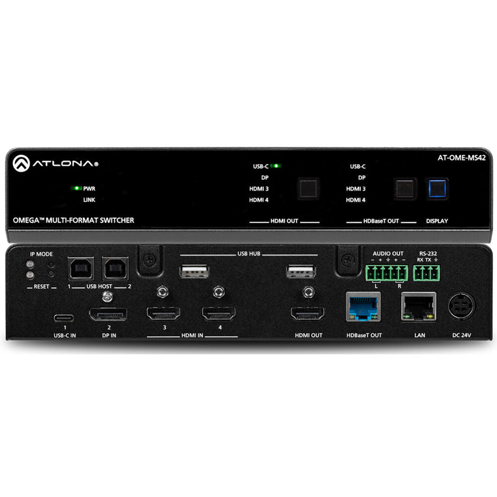 ATLONA Omega 4x2 4K/UHD multiformat matrix switcher with HDMI USB-C Display