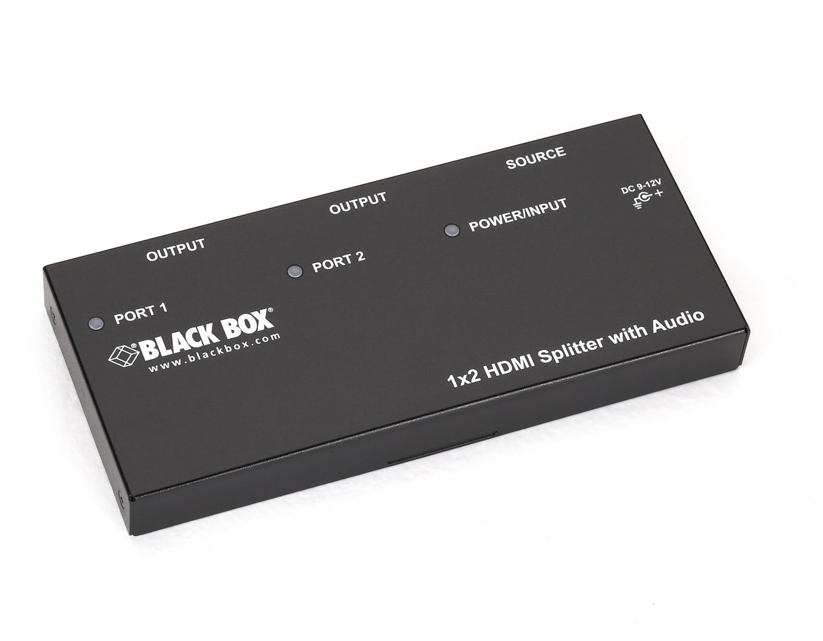 BLACK SPLIT AND DISTRIBUTE HDMI VIDEO PLUS AUDIO FROM A SATELLITE OR SET-TOP BOX, PC,
