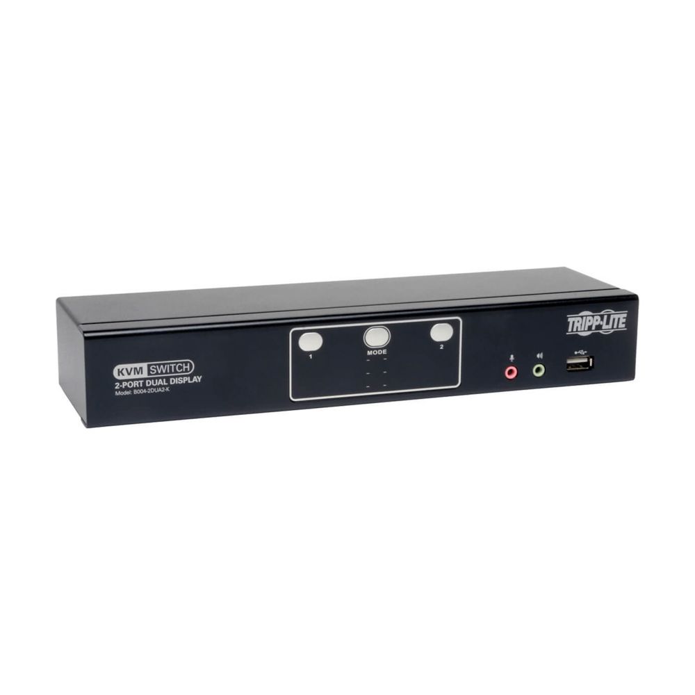 EATON 2PORT DUAL MONITOR KVM SWITCH DVI DESKTOP USB 2.0 HUB 3.5MM