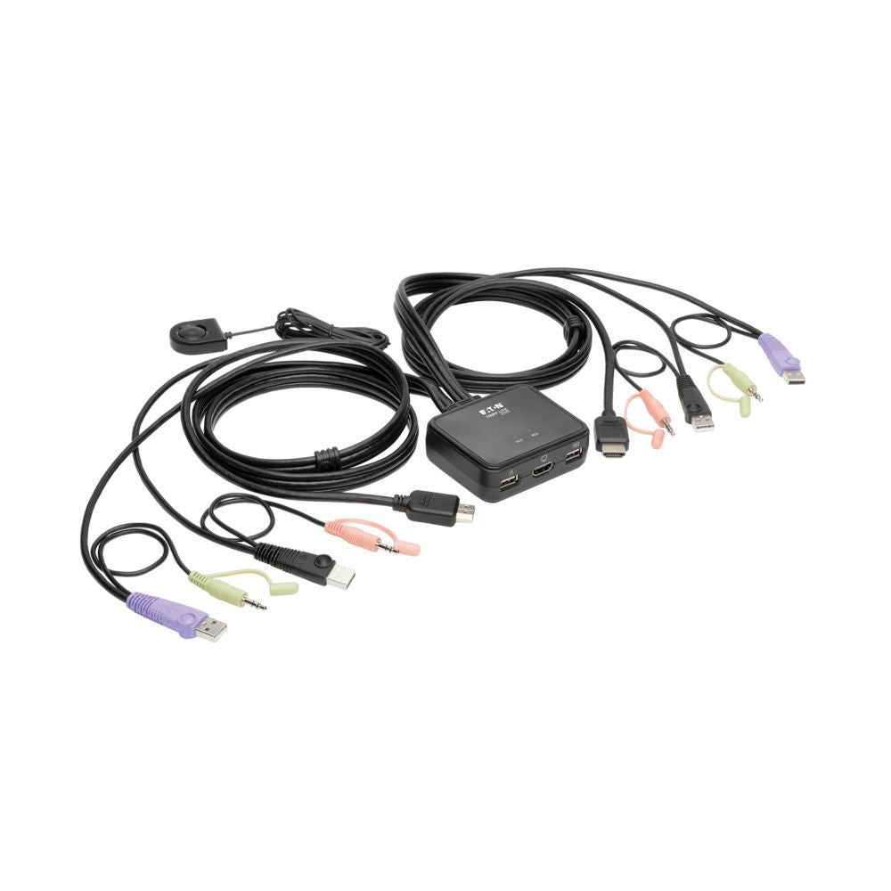 EATON 2PORT KVM SWITCH W/ HDMI USB AUDIO CABLES PERIPHERAL SHARING