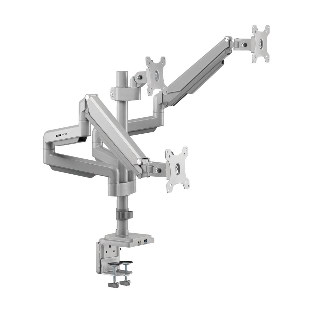 EATON TRIPP LITE SERIES TRIPLE-DISPLAY GAS-SPRING FLEX-ARM DESKTOP CLAMP AND GRO