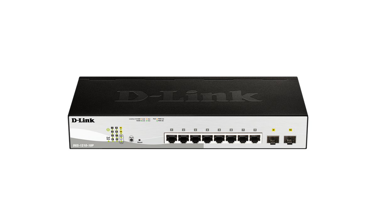 D SWITCH - DGS-1210-10P - 1U - WIRED - 1GBPS - NETWORKING / PORTS QTY: 10 - GIGABI
