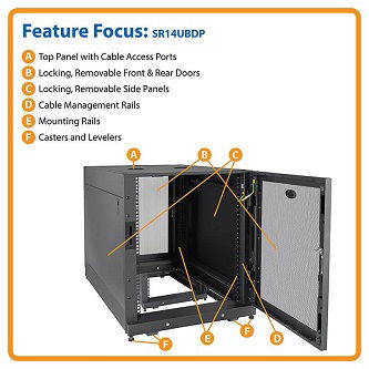 EATON TRIPP LITE SERIES 14U SMARTRACK EXTRA DEEP SMALL SERVER RACK ENCLOSURE, DO