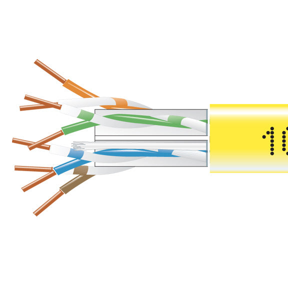 BLACK CAT6 550-MHZ SOLID ETHERNET BULK CABLE - UNSHIELDED (UTP), CMP PLENUM, YELLOW, 1