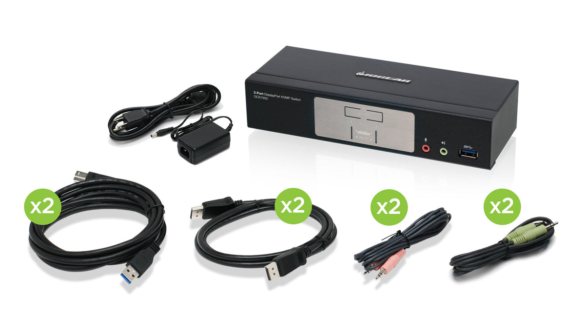 IOGEAR 2-PORT DISPLAYPORT 1.2 KVMP SWITCH WITH USB 3.1 GEN1 HUB AND AUDIO (TAA COMPLIAN