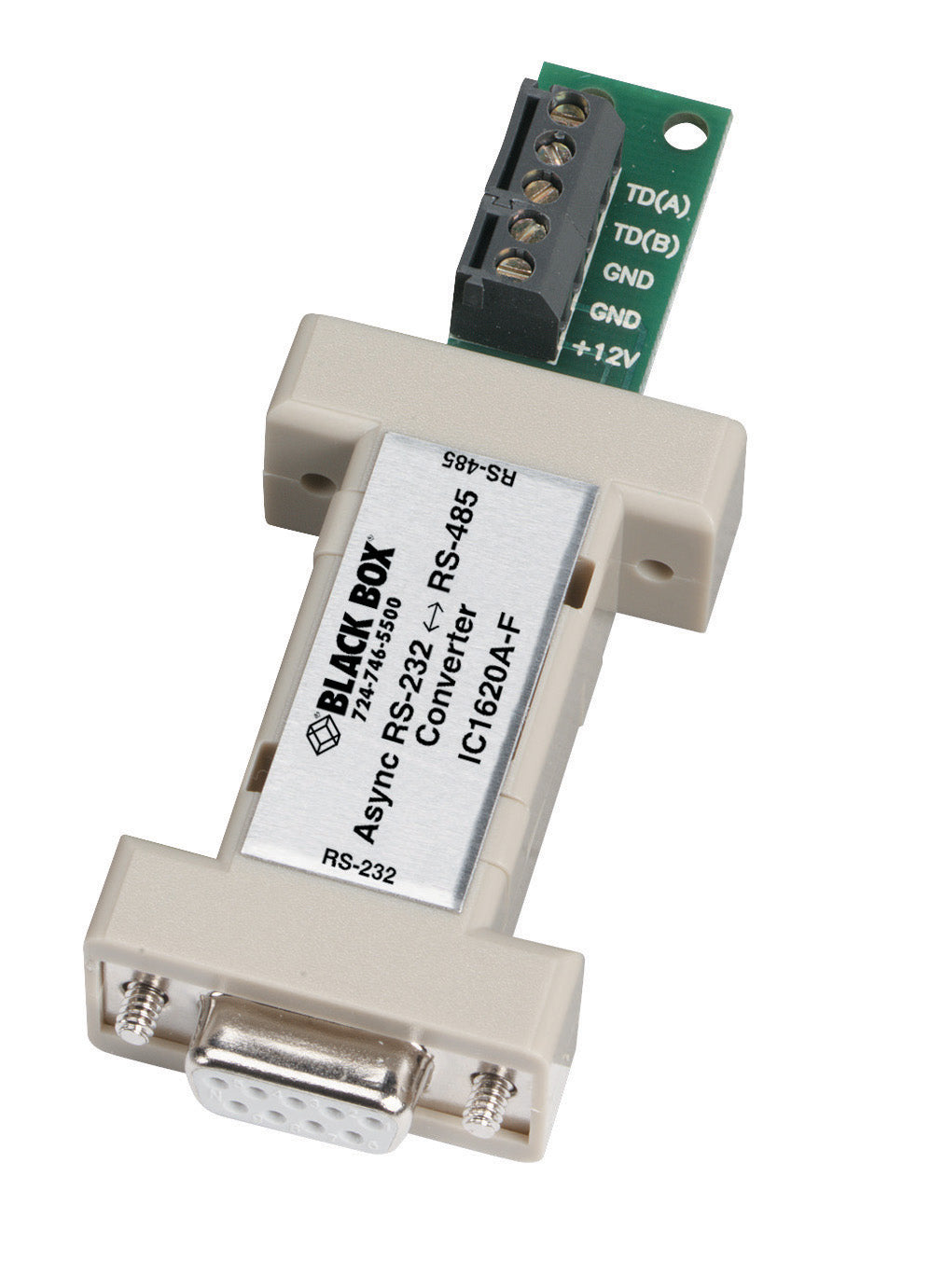 BLACK ASYNC RS232 TO RS485 INTERFACE CONVERTER - DB9 TO TERMINAL BLOCK