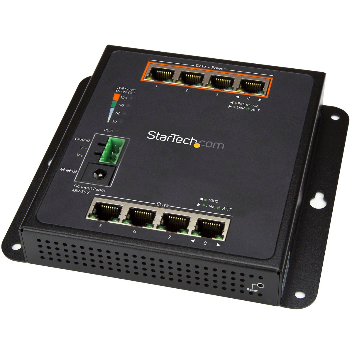 StarTech INDUSTRIAL 8 PORT GIGABIT POE SWITCH UP TO 30W PER 4 POWER OVER ETHERNET PORTS +