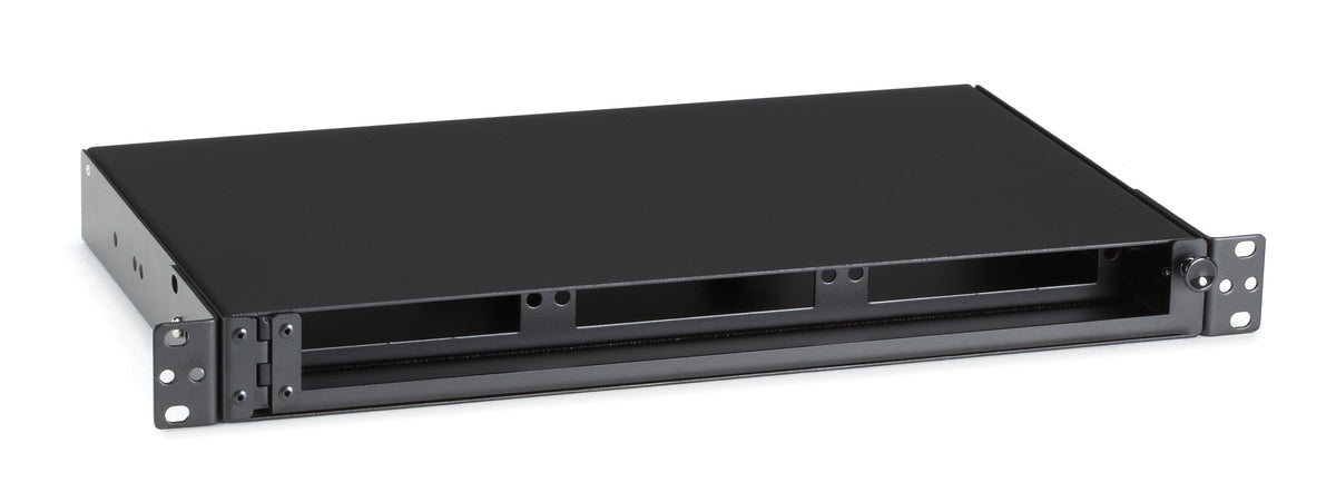 BLACK PANELS ARE RECESSED HORIZONTALLY. SPLICE TRAY STUD ENABLES YOU TO INSTALLL PIGTA