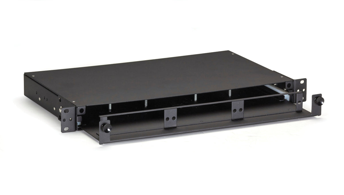 BLACK THE BLACK BOX RACKMOUNT FIBER ENCLOSURE ALLOWS THE OPTICAL FIBERS TO BE STORED I