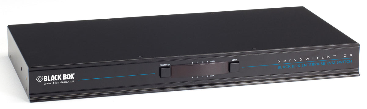 BLACK KVM SWITCH - (1) LOCAL CONSOLE PORT + (4) USERS, (24) SERVERS, CATX