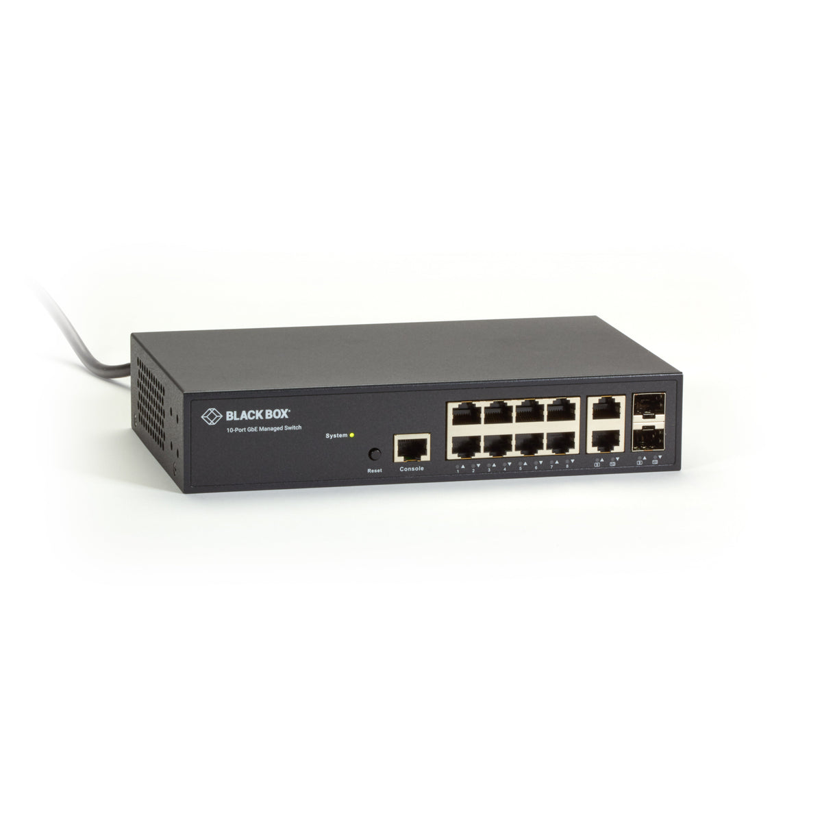 BLACK GIGABIT ETHERNET(1000-MBPS)MANAGED SWITCH-(8)10/100/1000-MBPS COPPER RJ45,(2)100