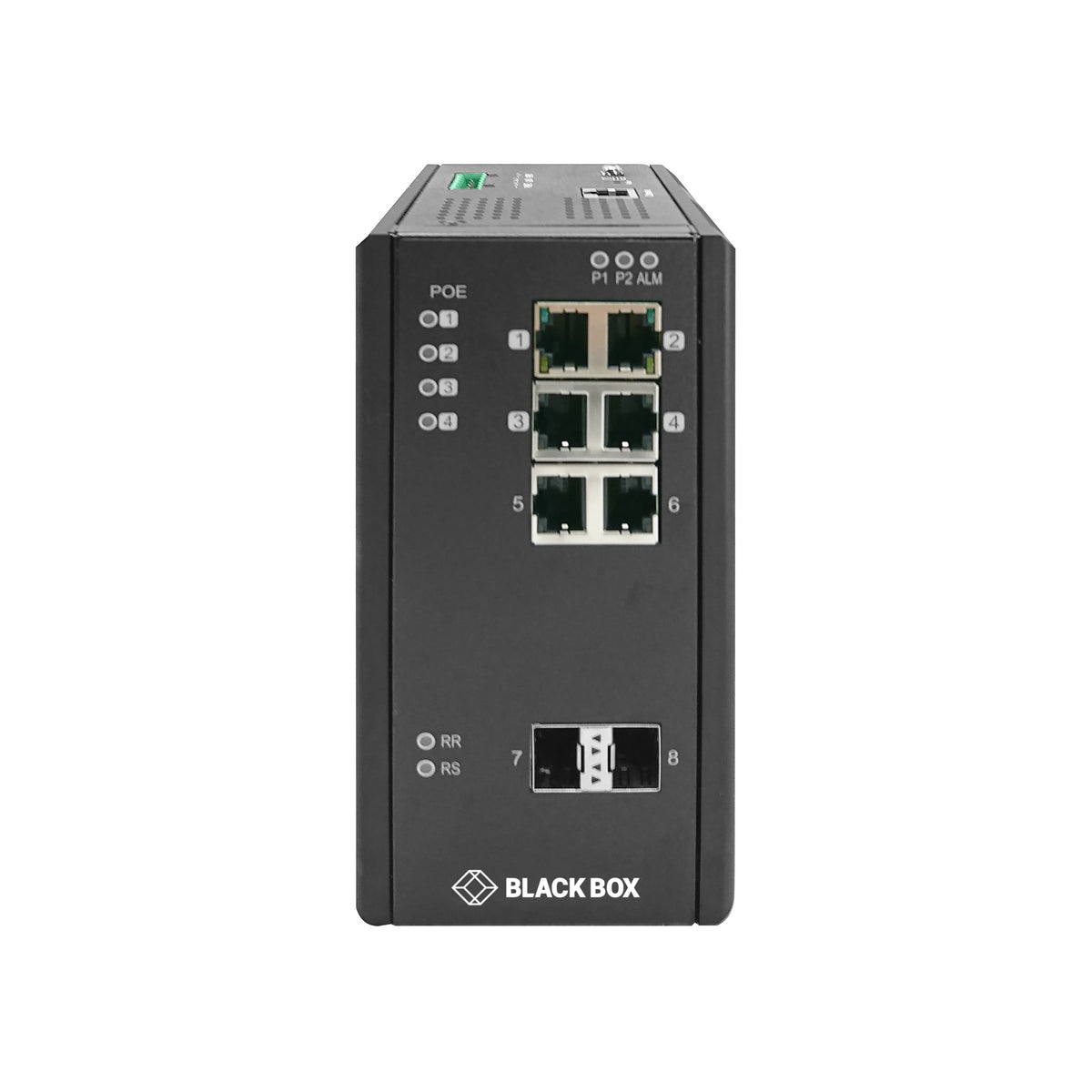 BLACK SWITCH PROVIDES 4 10/100/1000-MBPS RJ-45 POE+ PORTS, 2 RJ45 10/100/1000-MBPS POR