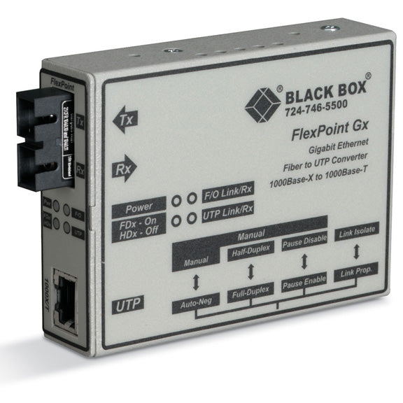 BLACK GIGABIT ETHERNET (1000-MBPS) MEDIA CONVERTER - 1000-MBPS COPPER TO 1000-MBPS SIN