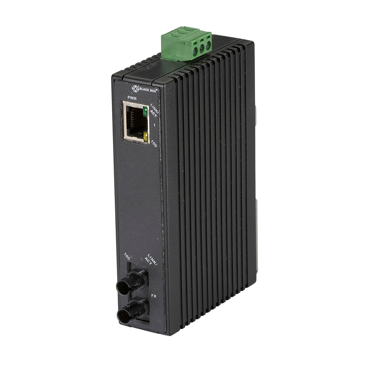 BLACK FAST ETHERNET (100-MBPS) INDUSTRIAL MEDIA CONVERTER - 10/100-MBPS COPPER TO 100-
