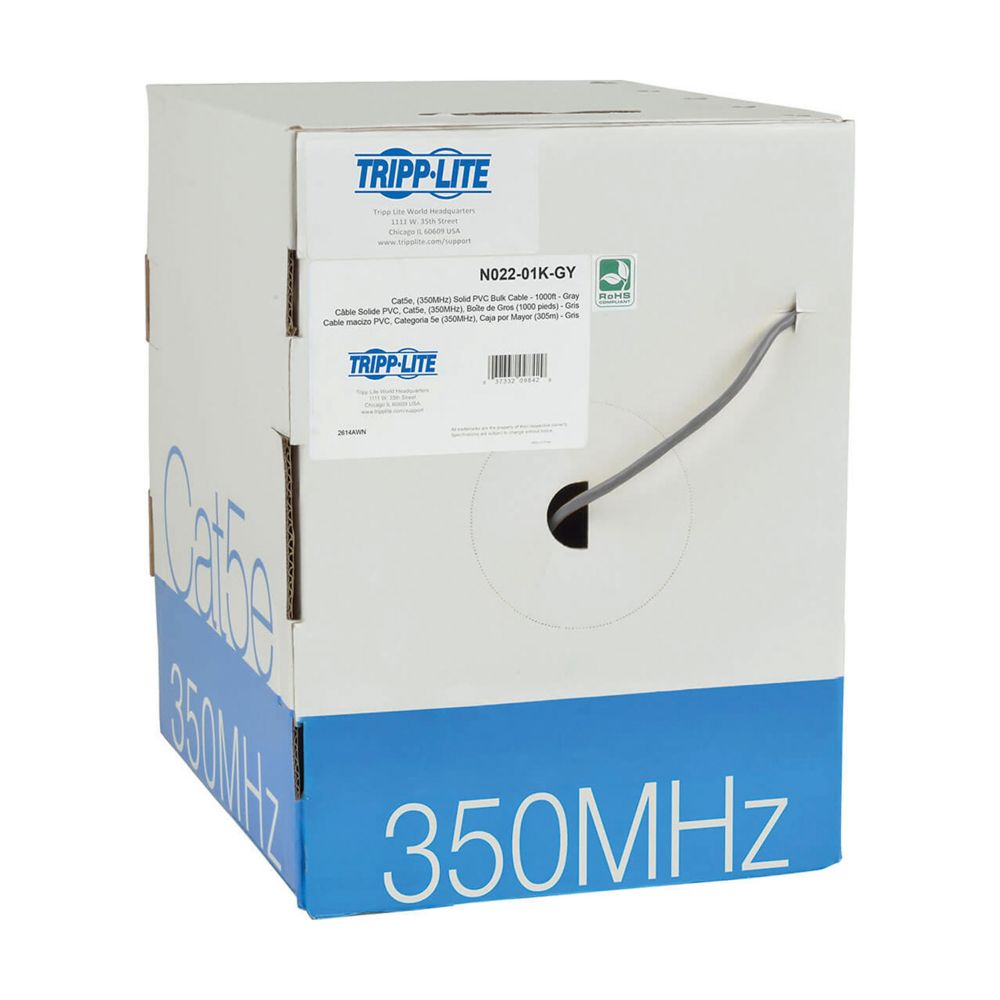 EATON BULK 1000FT CAT5E GRAY PATCH CABLE SOLID-CORE PVC CMR 350MHZ