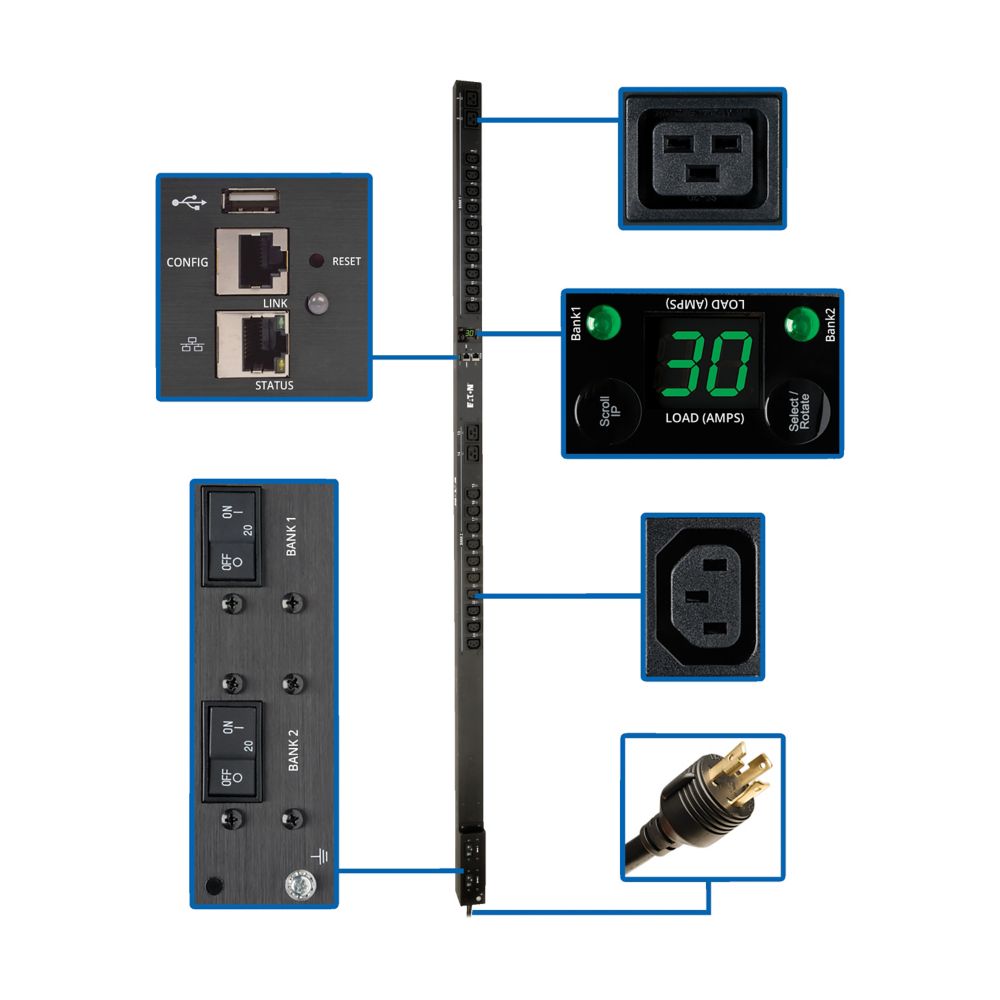 EATON 5.5KW SINGLE-PHASE SWITCHED PDU - LX INTERFACE, 208/230V OUTLETS (20 C13 &