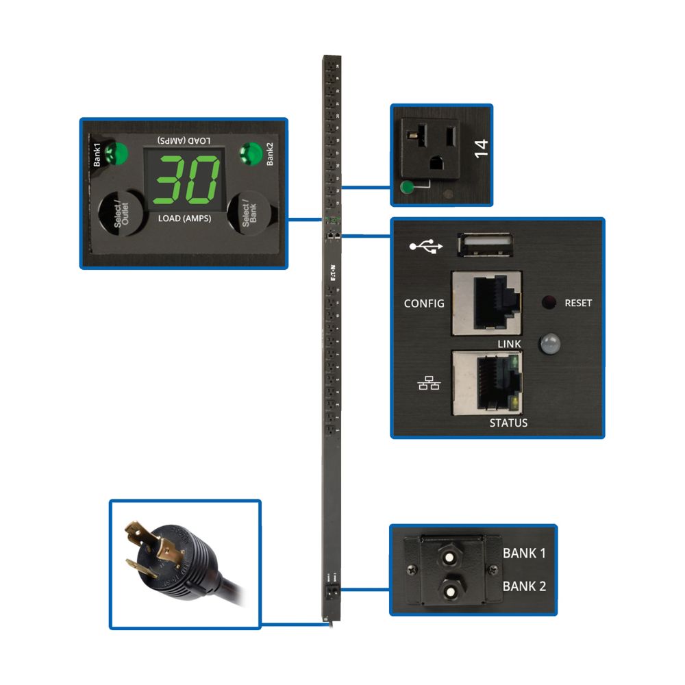 EATON 2.9KW SINGLE-PHASE SWITCHED PDU, LX PLATFORM, OUTLET MONITORING, 120V OUTL