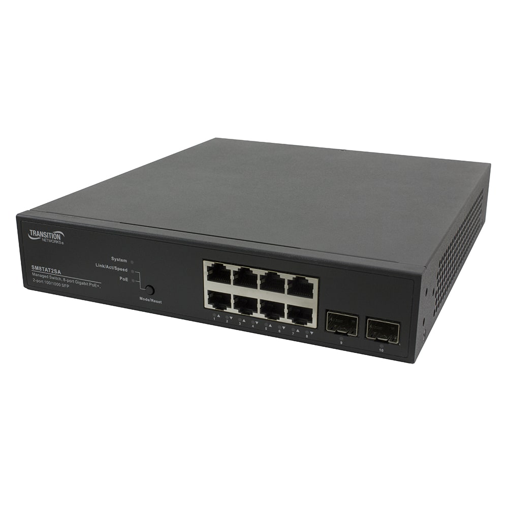 LANTRONIX SMART MANAGED POE+ SWITCH8PORT GIGABIT POE+ 2PORT 100/1000 SFP