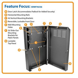 Eaton 4U Wall Mount Low Profile Rack Enclosure Cabinet 36" Deep