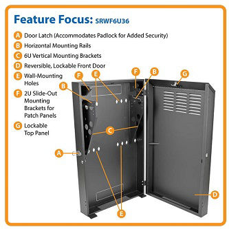 EATON TRIPP LITE SERIES SMARTRACK 6U LOW-PROFILE VERTICAL-MOUNT SERVER-DEPTH WAL