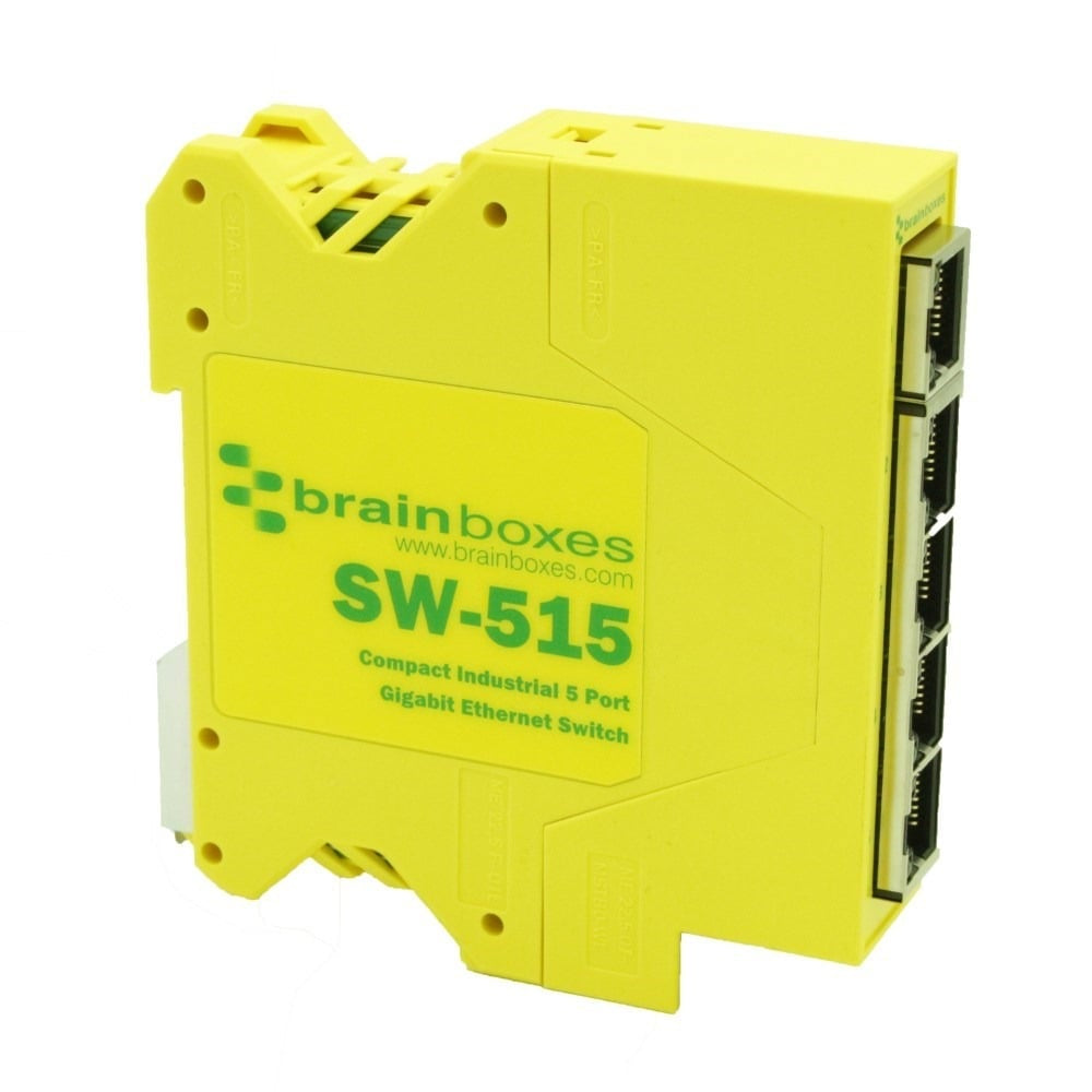 BRAINBOXES COMPACT 5PORT GIGABIT SWITCH INDUSTRIAL ETHERNET -40F TO +176F