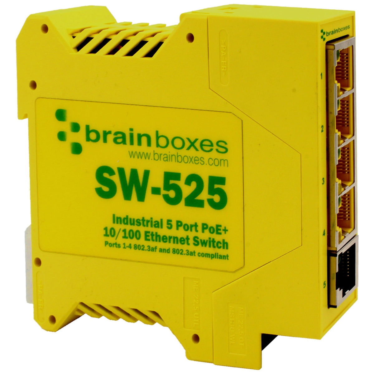 BRAINBOXES INDUSTRIAL 5 PORT POE 10/100 FAST ETHERNET SWITCH -40F TO +158F