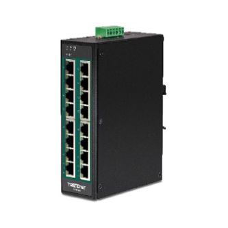 16-Port Industrial Gigabit PoE+ DIN-Rail
