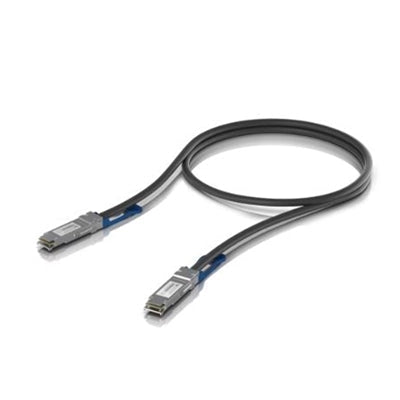 Ubiquiti QSFP28 direct attach cable with a 100 Gbps max data rate.