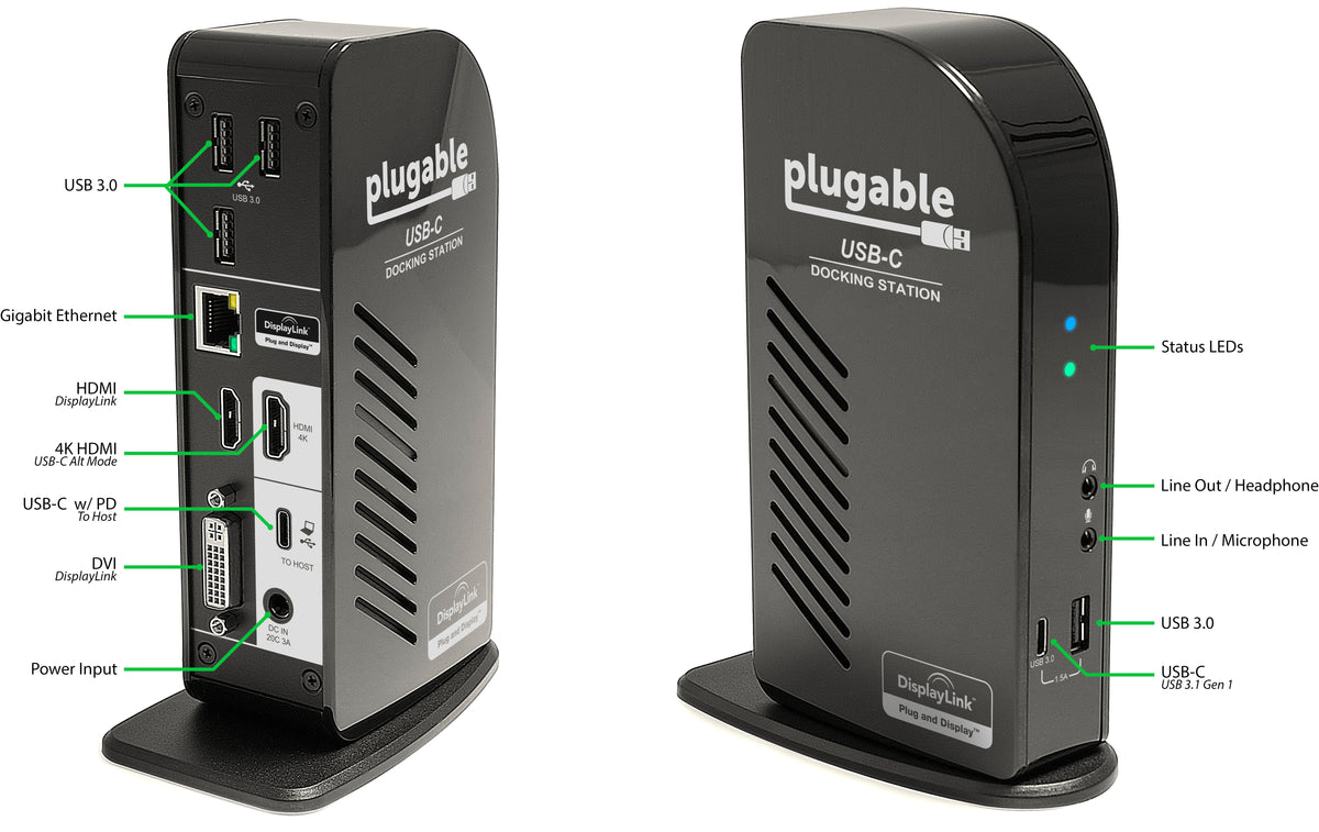 PLUGABLE TRIPLE MONITOR ULTIMATE DOCKING STATION W/PD - USB-C TO HDMI DP