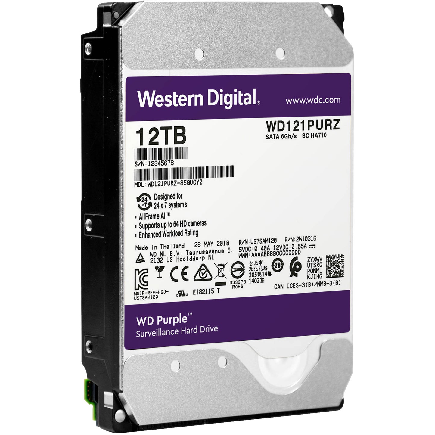 WESTERN DIGITAL PURPLE 12TB HDD 3.5IN