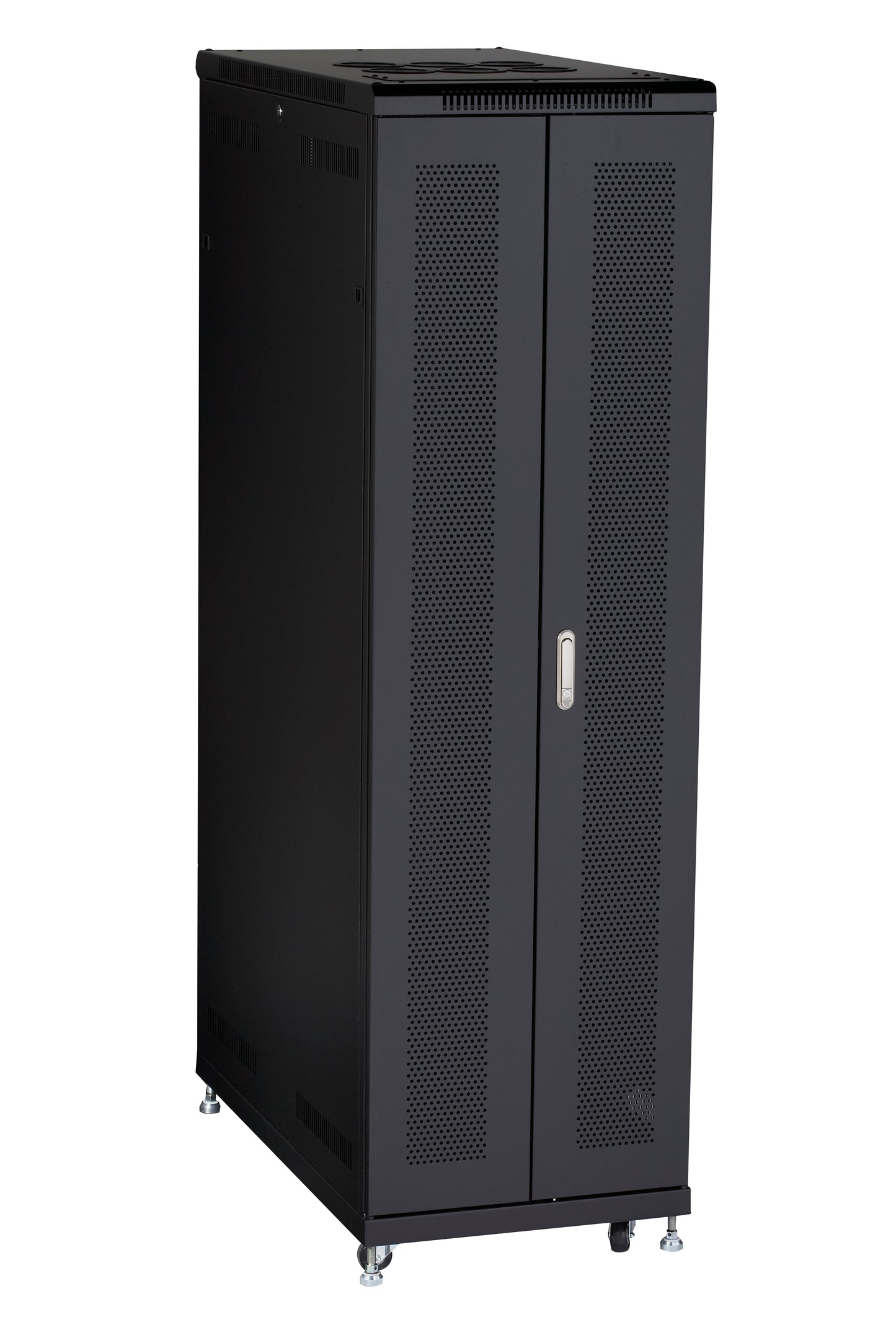 SERVER CABINET - 42U, SPLIT REAR DOOR, 24IN W X 42IN D, MESH FRONT, GSA, TAA, 45