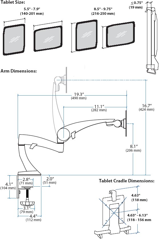 NEOFLEX DESK MOUNT TABLET ARM