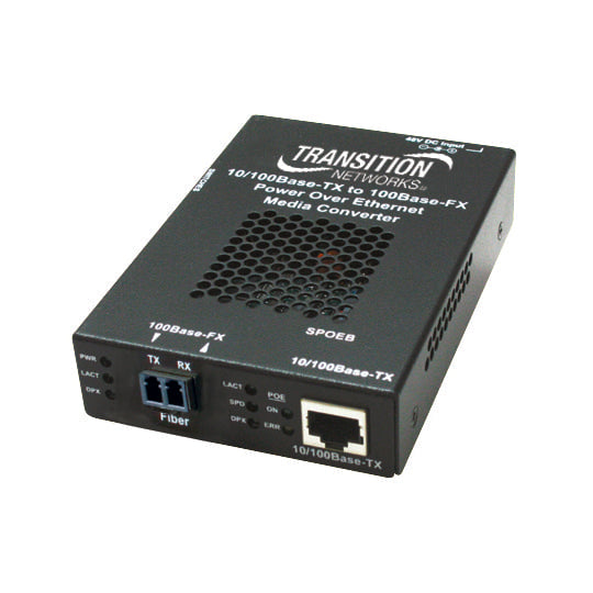10/100BASE-TX RJ45 POE TO 100BASE-FX, MM ST, 2KM WITH -NA POWER SUPPLY