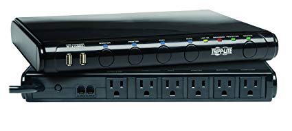 TRIPP LITE 6 OUTLET UNDER-MONITOR ISOBAR SURGE PROTECTOR POWER STRIP, 2 USB, 8FT