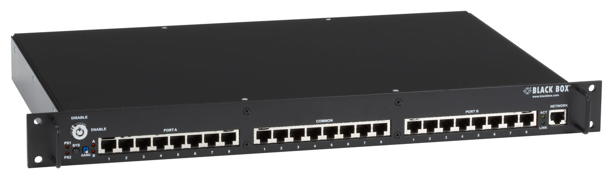 RACKMOUNT GANG SWITCH - 19-IN., 1U, (8) RJ-45 A/B (ALL PINS), NETWORK MANAGEABLE