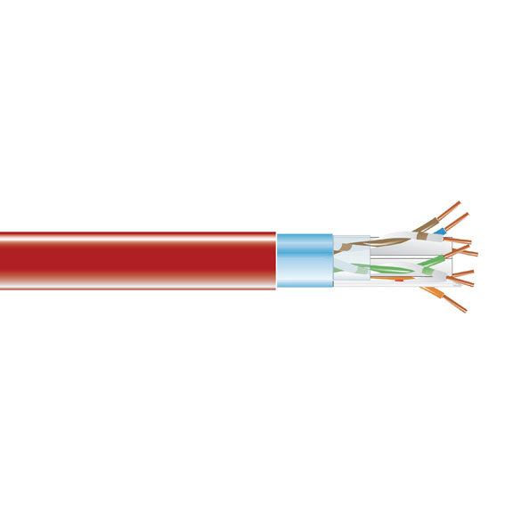 CAT6 400-MHZ SOLID ETHERNET BULK CABLE - SHIELDED (F/UTP), CMR PVC, RED, 1000-FT