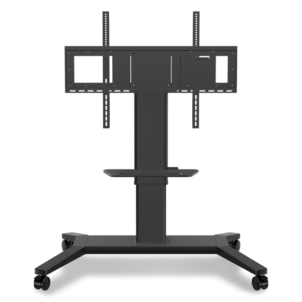 Featuring smooth motorized lift the VB-STND-002 motorized trolley cart securely