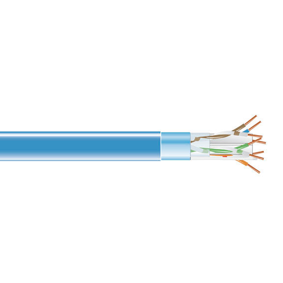 CAT6 400-MHZ SOLID ETHERNET BULK CABLE - SHIELDED (F/UTP), CMP PLENUM, BLUE, 100