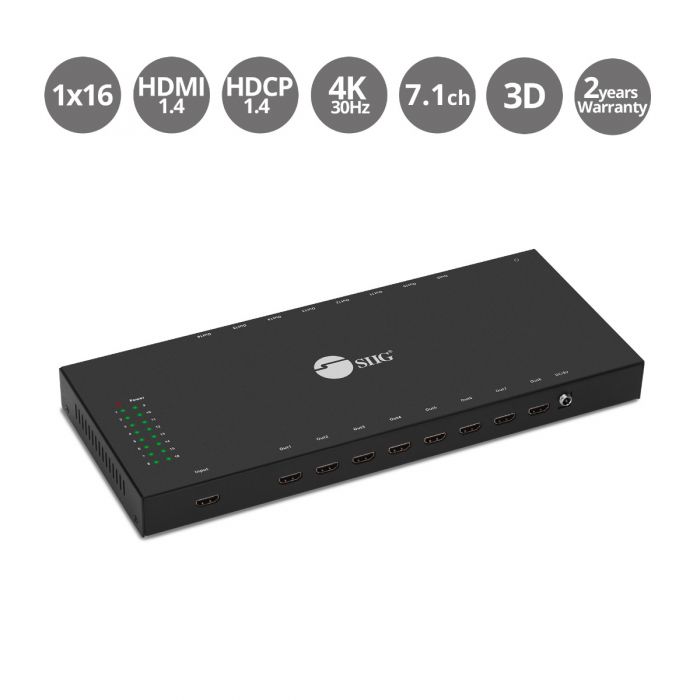 TRUE 4K PERFORMANCE 16-PORT HDMI 4K SPLITTER, 10.2GBPS 4K 30HZ DIGITAL SIGNAGE D